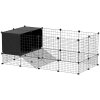 PawHut Rabbit Run, Pet Playpen, Small Animal Cage Enclosure, C&C Cage with Elevated Huts, 31 Panels, for Guinea Pigs, Hedgehogs, for Indoor Use
