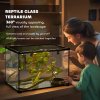 PawHut Vivarium, Terrarium, Glass Reptile Habitat w/ Thermometer, Decoration, Heat for Lizards, Horned Frogs, Snakes, Spiders, 50 x 30 x 35cm