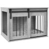 PawHut Dog Crate Furniture, Dog House Furniture Style for Medium Breeds, Pet Kennel with Removable Cushion for Indoor Use, 80 x 54 x 57cm, Grey