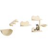 PawHut 4PCs Wall Mounted Cat Tree Cat Wall Shelves Furniture Climbing Shelf Set Kitten Activity Centre w/ Hammock, Scratching Post - Beige