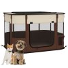 PawHut Dog Pen, Pet Playpen, Portable Foldable Dog Cat Playpen Soft Pet Cage with Storage Bag for Puppies, Rabbits, Kittens, Guinea Pigs, 84 x 64 x 53cm - Brown