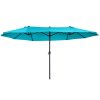 Outsunny 4.6m Garden Parasol Double-Sided Sun Umbrella Patio Market Canopy Shade Outdoor Blue - NO BASE
