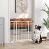 PawHut Dog Gate Stair Gate Pressure Fit Pets Barrier Auto Close for Doorway Hallway, 74-100cm Wide Adjustable, White