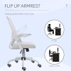 Vinsetto Mesh Office Chair with Flip-up Armrest, Swivel Computer Chair with Lumbar Support, Adjustable Height, Tilt Function for Home/Office, White