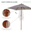 Outsunny 2m x 1.5m Garden Parasol Umbrella with Tilting Sunshade Canopy, Outdoor Market Table Umbrella with Wood and Bamboo Frame, Grey