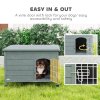PawHut Wooden Dog House with Removable Bottom, Outdoor Dog Kennel with Wire Door, Openable Top, Pet Shelter for Small Dogs, 80 x 55 x 53.5cm, Dark Grey