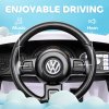 AIYAPLAY Volkswagen Beetle Licensed Ride on Car, 12V Kids Electric Car with Remote Control, 4 Spring Suspension Wheels, Soft Start, Headlights, FM Radio, Music, Horn, White
