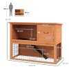 PawHut Rabbit Hutch Guinea Pig Hutch Wooden with No-Leak Tray, Asphalt Roof, Antiseptic Wood Outdoor for 1-2 Rabbits 120 x 50 x 92cm - Orange