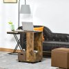 HOMCOM Mobile Sofa Side Table C-Shape End Table with Storage and Casters for Laptop Coffee Snack