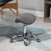 HOMCOM Cosmetic Stool 360?? Rotate Height Adjustable Salon Massage Spa Chair Hydraulic Rolling Faux Leather Saddle Stool Mobility, Grey