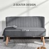 HOMCOM Modern Double Seat Sofa Loveseat Couch 2 Seater Compact Sofa Padded Linen Wood Leg 