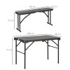 Outsunny Folding Picnic Table with 2 Benches, 3-Piece Portable Garden Furniture Set for 4, Dining Table Set with Plastic Top, Steel Frame, Dark Grey