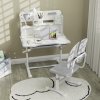 AIYAPLAY Kids Desk and Chair Set, Height Adjustable Children School Study Desk, Student Writing Desk with Tiltable Desktop Drawer, Pen Slot, Reading Rack for Ages 3-13 Years, Grey