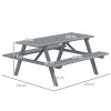 Outsunny 6 Seater Wooden Picnic Table Bench for Outdoor Garden or Patio with Parasol Cutout 150 cm Grey