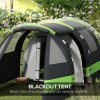 Outsunny Camping Tent, 4-5 Man Blackout Tent with Bedroom and Living Room, 3000mm Waterproof, Portable with Bag, for Fishing Hiking Festival, Black