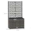 Outsunny 22 L Rattan Planter with Trellis, Freestanding Raised Beds for Garden with Two Plant Boxes, Outdoor Planter for Climbing Plants, Flowers, 57 x 30 x 107 cm, Mixed Grey