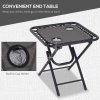 Outsunny Folding Zero Gravity Chairs, 3 Pieces Adjustable Sun Lounger and Table Set with Cup Holder and Headrest, Patio Bistro Set with Reclining Garden Chairs for Outdoor, Dark Grey