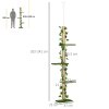 PawHut 242cm Floor to Ceiling Cat Tree for Indoor Cats with Leaves, Height Adjustable Cat Climbing Tower with Scratching Post, Anti-Slip Kit - Green
