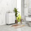 kleankin High Gloss Bathroom Cabinet, Free Standing Storage Cupboard with Drawer and Adjustable Shelf, White