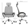 Vinsetto Mesh Office Chair, Ergonomic Computer Desk Chair with Adjustable Headrest, Lumbar Back Support, Armrest, Adjustable Height, Swivel Wheels, Grey