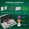 SPORTNOW 300-Piece Poker Chips Set with Aluminium Case, Holdem Poker Set with Mat, 11.5g Numbered Poker Chips, Two Decks of Cards, Dealer, Five Dices