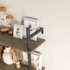 HOMCOM Floating Shelves, 80CM Wall Mounted Shelf with 4 Hooks, Rustic Wood Display Shelf for Living Room, Entryway, Bedroom, Grey