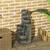 Outsunny Outdoor Garden Water Feature with 4-Tier Stacked Stone Look Bowls, Patio Cascading Waterfall Fountain, Adjustable Flow, Rustic D??cor, Black and Yellow