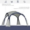 Outsunny 3.5 x 3.5M 6-8 Person Camping Gazebo, Outdoor Event Shelter Dome Tent Garden Sun Shelter Patio Spire Arc Pavilion Camp Sun Shade, Cream and Blue