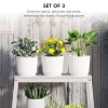 Outsunny Set of 3 Plastic Round Plant Pots Outdoor 22cm, Garden Planters, Flower Pots for Garden Decoration, Patios, Indoor, Outdoor, Home, White
