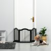 PawHut Freestanding Pet Gate Wooden Dog Gate with Support Feet Foldable Pet Fence Safety Barrier for the House Doorway Stairs Black