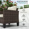 Outsunny Single Seater Rattan Garden Armchair, PE Wicker Rattan Chair with Armrests and Cushions, Garden Chair with Galvanised Steel Frame for Conservatory, Porch, Brown
