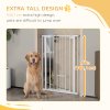PawHut Extra Tall Dog Gate with Cat Flap, Pet Safety Gate for Doorways Stairs with Auto Close Double Locking, 104 cm Tall 74-80 cm Wide, White