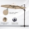 Outsunny 3M Cantilever Parasol, Hanging Garden Umbrella Sun Shade with 360 Rotation, Aluminium Frame, Cross Base, Hand Crank, Beige