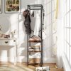 HOMCOM Coat Rack, Freestanding Coat Stand with 3 Shelves and 8 Hooks, Clothes Stand for Entryway, Hallway, Bedroom, 170 x 38.5 x 30 cm