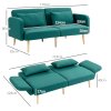 HOMCOM Click Clack Sofa Bed, 3 Seater Sofa, Convertible Bed Settee, Modern Fabric Loveseat Sofa Couch with 2 Cushions for Living Room, Guest Room