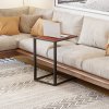 HOMCOM C-Shaped Side Table, Sofa End Table with Metal Frame, Accent Couch Table for Living room, Bedroom