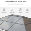 Outsunny 3 x 4m Hardtop Gazebo Canopy with Polycarbonate Roof, Permanent Pavilion Garden Gazebo with Curtains for Patio, Deck, Grey