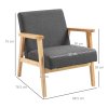 HOMCOM Accent Armchair, Living Room Chair, Wooden Upholstered Single Lounge Chair with Rubber Wood Legs and Padded Seat , Leisure Sofa Chair for Bedroom Office, Dark Grey