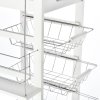 HOMCOM Rolling Kitchen Cart, Utility Storage Cart with 4 Basket Drawers & Side Racks, Wheels for Dining Room, White