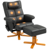 HOMCOM Massage Recliner Chair with Footstool, Upholstered Armchair with Adjustable Backrest, Remote Control, Hidden Storage and Charger for Living Room, Bedroom, Black