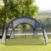 Outsunny 3.5 x 3.5M 6-8 Person Camping Gazebo, Outdoor Event Shelter Dome Tent Garden Sun Shelter Patio Spire Arc Pavilion Camp Sun Shade, Cream and Blue