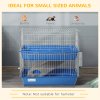 PawHut Double Tier Small Animal Cage Rabbit Chinchillas Cage w/ Ramp Food Dish Water Bottle Deep Trays Pet Home 72 x 44 x 67 cm