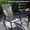 Outsunny Garden Rocking Chairs Set of 2, Ergonomic Outdoor Rocking Chairs with Armrests, High Backrest, Steel Frame Relaxing Rocker Armchair Seats for Patio, Balcony, Porch, Light Brown
