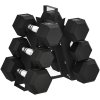SPORTNOW Hex Dumbbell Set with Weights Storage Rack, Rubber Coated Dumbbells, Non-Slip Chrome Handles, Space-Saving for Home Gym Weight Lifting Strength Training, 2 x 2kg, 2 x 5kg, 2 x 8kg