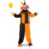 HOMCOM 190cm Life Size Animated Clown Halloween Decorations Outdoor Indoor, Scary Halloween Animatronics Decor with Sound Touch Activated, Red Light Up Eyes, Animated Prop for Haunted House Garden