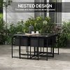Outsunny 5 Piece Garden Dining Set, 4 Seater Outdoor Table and Chairs with Texteline Seat, Space Saving Cube Set with Foldable Backrest, Tempered Glass Table Top, for Patio, Black