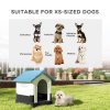 PawHut Dog Kennel for Outside, Plastic Dog House, Water-Resistant Pet Shelter with Windows, for Garden Patio, Miniature Dogs, 64.5 x 57 x 66cm - Blue