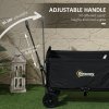 Outsunny 120L Festival Trolley on Wheels, Folding & Compact Camping Trolley Cart with Adjustable Handle for Garden, Beach, Fishing, Black
