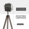 HOMCOM Floor Lamp with Adjustable Tripod for Living Room Bedroom, Vintage Spotlight Reading Lamp with Wood Legs, 115-155cm, Grey