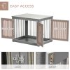 PawHut Dog Crate End Table with Three Doors, Furniture Style Dog Crate with Interchanged Side Door, for Medium Dogs, Indoor Use w/ Locks and Latches - Grey